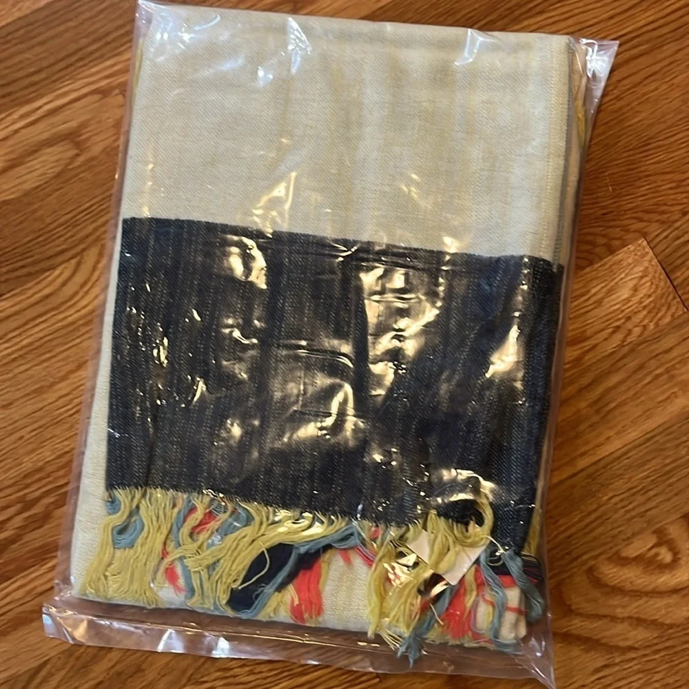 Anthropologie Brushed Colorblock Throw NWT
